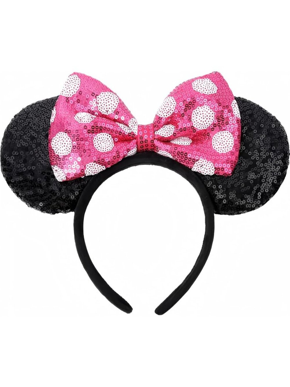 Kids Girls Pink Sequin Bow Mickey Mouse Hair Headband for Cosplay